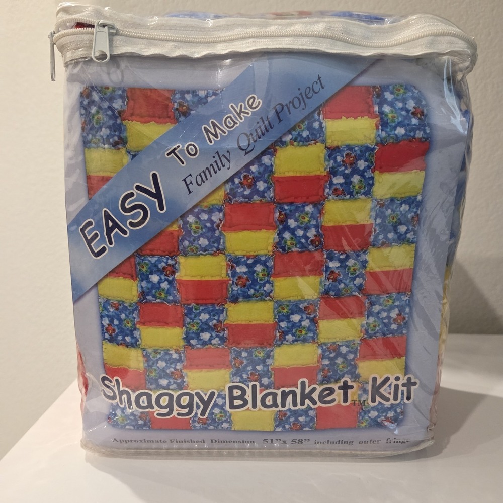 Shaggy Blanket Quilt Kit Patchwork Precut Fleece Fringe 51" x 58" Sewing DIY New
